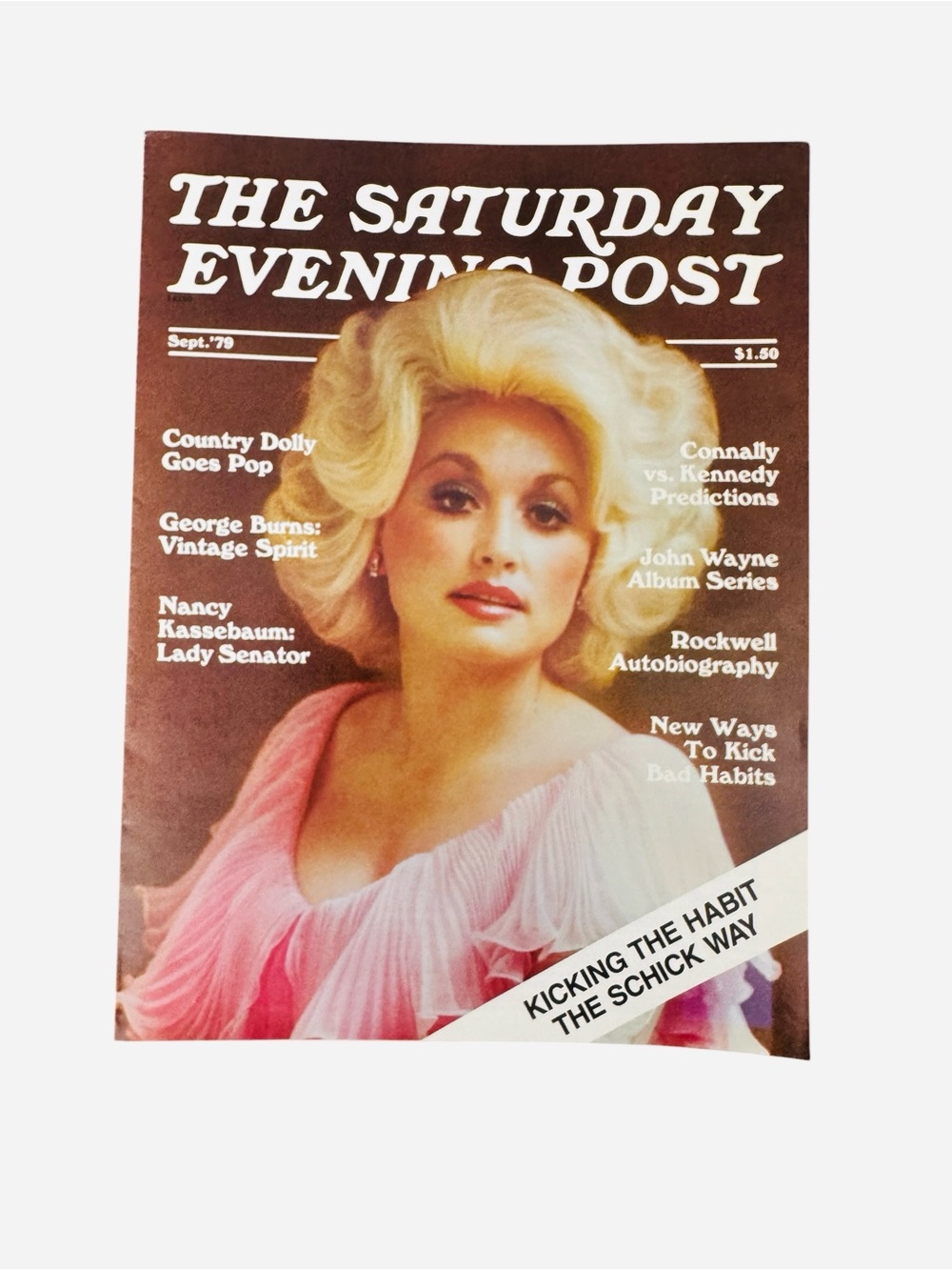 VTG Dolly Parton -LEAFLET ONLY- Saturday Evening Post Schick advertisement